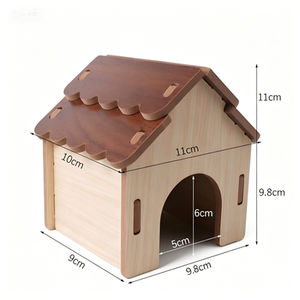 Villa pour hamster en bois massif multifonctionnelle, style rétro triangulaire, pour toutes les saisons – Cage pour animaux <span class=keywords><strong>de</strong></span> compagnie très vendue - Product Image 1