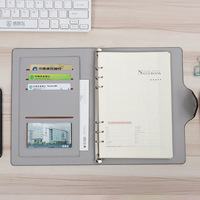Carnet de notes A5 en cuir PU personnalisé avec logo, spirale 6 anneaux, feuilles mobiles, pour bureau et affaires, avec bloc-notes de 100 feuilles