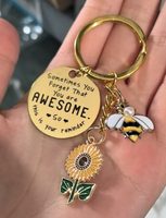 Porte-clés en métal avec citation inspirante « Abeille tournesol », cadeau d'encouragement pour femmes et amies, cadeaux promotionnels