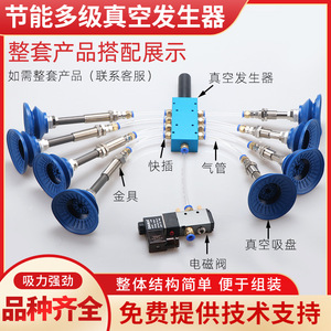 Generador de Vacío Industrial de Alto Flujo VTM350, Alta Potencia de Succión, Sistema Neumático de Presión Negativa Integrado Silencioso de Múltiples Etapas - Product Image 4