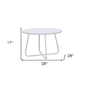 Tavolino da caffè HMS 28 \ "in legno bianco e metallo gambe rotonde a croce - Product Image 5
