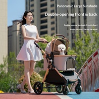 Poussette pour animaux de compagnie en métal léger à empattement élargi, pliage à une touche, chariot pour chiens et chats de petite et moyenne taille, pour les sorties en extérieur