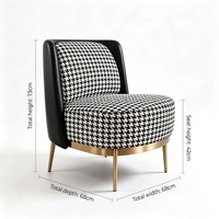 Fauteuil d'appoint Houndstooth pour salon, en cuir moderne, forme tonneau incurvée, personnalisable, par un fabricant de meubles