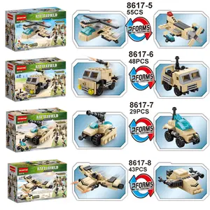 공장 도매 군사 벽돌 장난감 탱크 변환 로봇 아이 교육 빌딩 블록