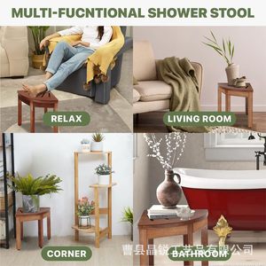 Tabouret de salle de bain en bambou Faber, en bois massif, sur mesure, pliable, siège de douche, banc de rangement - Product Image 4