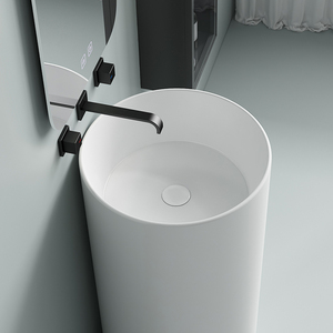 Lavabo <span class=keywords><strong>de</strong></span> pedestal redondo <span class=keywords><strong>de</strong></span> cerámica <span class=keywords><strong>de</strong></span> Canton Fair, lavabo <span class=keywords><strong>de</strong></span> mano montado en el suelo - Product Image 5