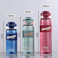Gobelet à eau en plastique réutilisable écologique de grande capacité - Gobelet spatial avec poignée et couvercle transparent - Bouteille d'eau portable pour le sport et la salle de sport