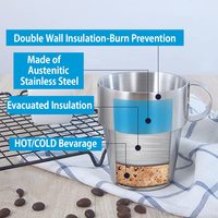 Juego de Tazas de Café de Acero Inoxidable Ecológico, Aislamiento Térmico de 6 Horas, Apto para Agua Hirviendo, Agarre Ergonómico, para Oficina y Camping