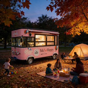 Camion de restauration mobile rétro avec éclairage LED, fourgon électrique pour la vente de café, de jus et de collations, attrayant pour les clients - Product Image 1