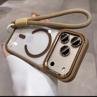 Funda Magnética Translúcida Mate para iPhone 17 Pro Max con Soporte para Tarjetas de Crédito y Cordón - Set Combinado