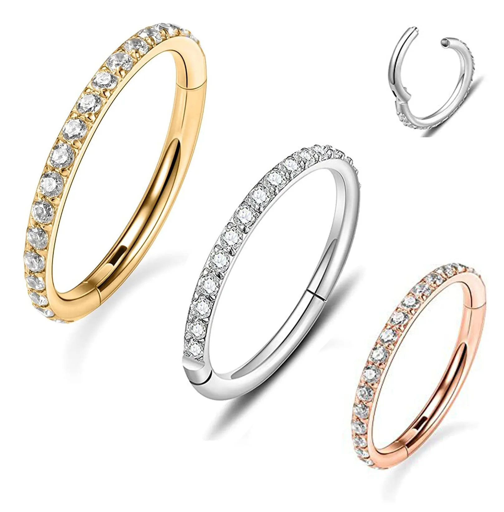 Hot selling 18k gold plated titanium hoop steel piercing jewelry nose ring for men women