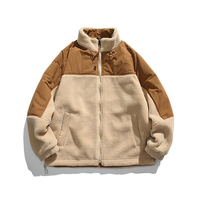 Veste en polaire sherpa pour homme avec logo personnalisé du fabricant, veste d'hiver en polaire chaude surdimensionnée à col montant et fermeture éclair
