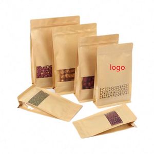 Sacs en papier kraft avec fermeture éclair personnalisés avec logo 2026 pour l'emballage, vente en gros, pack promotionnel - Product Image 3
