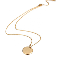 Collier à pendentif rond en or 18 ct gravé en métal vierge avec disque et logo personnalisé