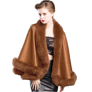 Poncho de piel de zorro y Cachemira auténtica 100% para <span class=keywords><strong>mujer</strong></span>, capas de piel cálidas a la moda, novedad - Product Image 2