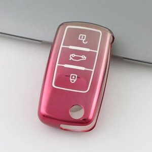 Funda de TPU suave para llave de coche, funda de llave de gradiente personalizada apta para <span class=keywords><strong>VW</strong></span> Golf PoloTiguan Passat Caddy, funda de llave plegable automática, accesorios Fob - Product Image 2
