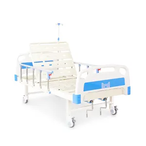 Spot Product Carbon Steel Frame Manual Elderly Patient Hospital Bed Double Shake Two-function Nursing Bed