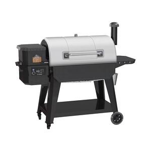 Barbecue à granulés moderne en acier inoxydable chromé robuste avec roues, allumage électronique, 80x67CM, flamme de cuisson - Product Image 1