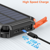 Powerbank Panel Surya Tahan Air Logo Kustom 10000 20000 Mah Pengisian Cepat Charger Ponsel 20000mAh Power Bank Surya Portabel