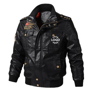 <span class=keywords><strong>Chaqueta</strong></span> <span class=keywords><strong>de</strong></span> <span class=keywords><strong>Cuero</strong></span> PU Casual para <span class=keywords><strong>Hombre</strong></span>, Talla Grande, Estilo Bomber, Resistente al Viento, con Cuello Alto, para Motociclismo - Product Image 1