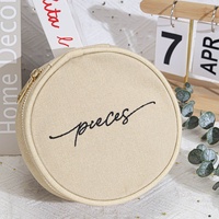 Pochette de rangement cylindrique en toile personnalisée avec logo brodé pour accessoires de soin de la peau, accessoires capillaires, lunettes, sac de voyage zippé en toile écologique