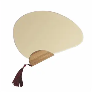 Chinese Art Paper Fans Thickened Card Paper Cloud Shape Hemp Paper With Bamboo Handle For Wedding Decoration