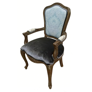 <span class=keywords><strong>Fauteuil</strong></span> sculpté de style <span class=keywords><strong>Louis</strong></span> <span class=keywords><strong>XV</strong></span> français vintage avec siège en velours - Product Image 2