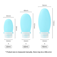 Lot de 4 flacons cosmétiques de recharge de 2oz en silicone pour articles de toilette.
