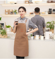 Tablier coréen en toile imperméable, personnalisable avec logo, pour la restauration, la cuisine, les cafés, les serveurs, tablier tendance