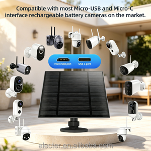 Panel Solar para Cámara de Seguridad de 5W, Micro USB y USB-C, Resistente al Agua IP65, 360 °   Soporte con cable de 9.8 pies, negro, 1 paquete - Product Image 5
