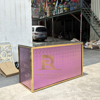 Bar mobile moderne en acier inoxydable violet pour événements, fêtes, hôtels, comptoir de bar, table de DJ