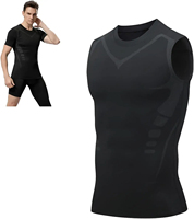Débardeur de compression ionique pour hommes en soie glacée, gaine amincissante sculptante, contrôle du ventre, sans manches, pour le fitness