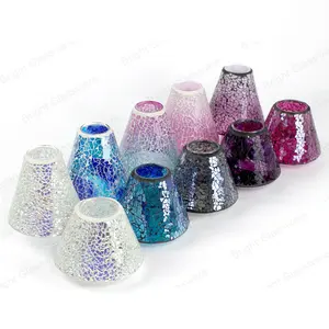 Colorful mosaic glass table lamp tealight votive glass lamp for home decoration