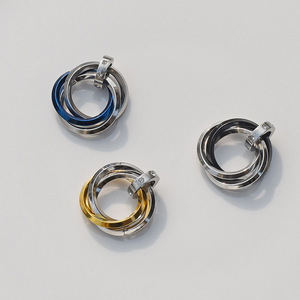 Three <b>Ring</b> Stainless Steel Pendant Charm Geometric <b>Circle</b> Design Unisex Jewelry Accessory For Necklace Sweater Chain DIY - Product Image 4