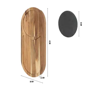 Acacia vuông sang trọng bữa ăn tối phục vụ Khay hiện đại nhà hàng đồ ăn gỗ tấm cho bít tết thời trang bộ đồ ăn trong túi OPP - Product Image 2