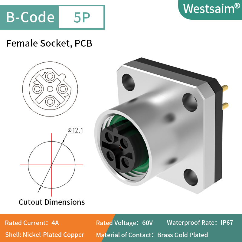 M12-B-5P Female PCB