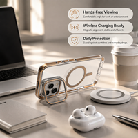 Étui de protection transparent en TPU+PC avec support magnétique pour 18 Pro/18 Pro Max/17/16/15, cadre de caméra bicolore, étuis pour téléphones portables