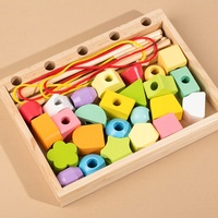 Jouet Montessori en bois pour l'association des formes, boîte à perles géométriques à enfiler, jouet éducatif pour la motricité fine, jouet préscolaire, vente en gros