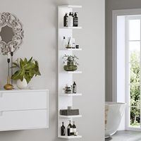 Étagère murale carrée moderne en bois sur mesure, laquée blanche, avec éclairage LED à télécommande pour livres
