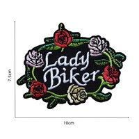 En stock, vente en gros : Patchs brodés thermocollants en tissu imprimé motif fleur rose pour motos, vélos, jeans, vestes et sacs