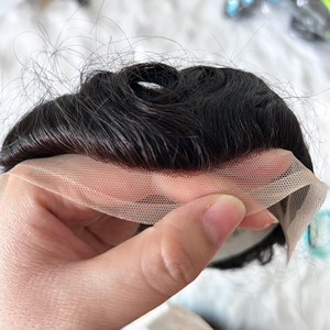 Parrucche per capelli per <span class=keywords><strong>uomo</strong></span> capelli umani naturali traspiranti pelle Super sottile pizzo e pu Q6 base Bald sistema di sostituzione maschile parrucchino per <span class=keywords><strong>uomo</strong></span> - Product Image 4