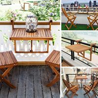 Table de balcon pliante en bois - Table suspendue réglable pour économiser de l'espace, idéale pour l'extérieur