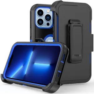 Holster Robot Mobile Phone Case For IPhone 15 14 13 12 Pro Max Rugged Belt Clip Heavy Duty Defender Back Cover