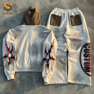 Men Sweatpants and Hoodie Set Jogging Homme Track Sweat Suit Baggy Acid Wash <b>Tracksuit</b> Designer Custom <b>Tracksuits</b> for Men - Product Image 2