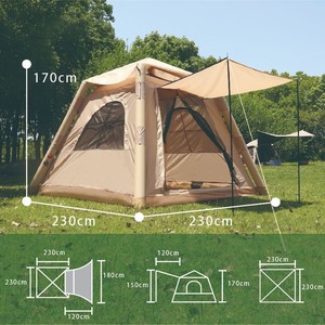 Tente de glamping gonflable portable pour 3 à 5 personnes, tente cabine étanche, installation facile et rapide, maison familiale pour le camping en station balnéaire - Product Image 3