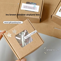 Caja de Regalo de Joyería con Ventana Reutilizable de Papel Kraft Marrón Estilo Ins, Mini Caja de Envío Plegable para Accesorios Pequeños y Souvenirs al por Mayor