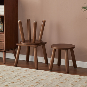 Solid Wood Round <b>Stool</b> Beechwood Color 26cm Durable Home Use For Bedroom Living Room Balcony <b>Bathroom</b> - Product Image 2