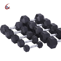 Ensemble d'haltères hexagonaux noirs Gym 5 10 15 20 livres équipement d'entraînement de musculation en fonte et haltères