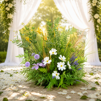 Décor floral artificiel bohème style forêt, rangée de fleurs en soie faites à la main, durable, pour mariage, fête, vitrine