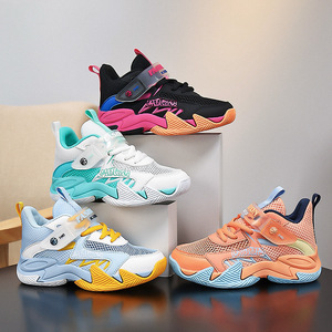 Chaussures de basket-ball pour enfants, printemps-été, nouvelles baskets respirantes en mesh avec fermeture velcro, antidérapantes, résistantes à l'usure, pour garçons - Product Image 2